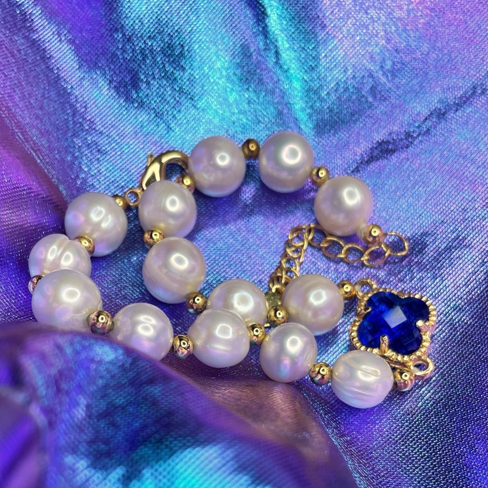 New White Pearl Gold Plated Bracelet - Picture 9 of 11